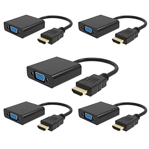 HDMI auf VGA, 1080P Kompatibler HDMI auf VGA Adapter für Computer, Laptop, PC, Monitor, HDTV, Digital auf Analog, Konverterkabel für Xbox 360, PS3, TV Box zu Projektor-Displayer. (5 Stück) von La Brodée