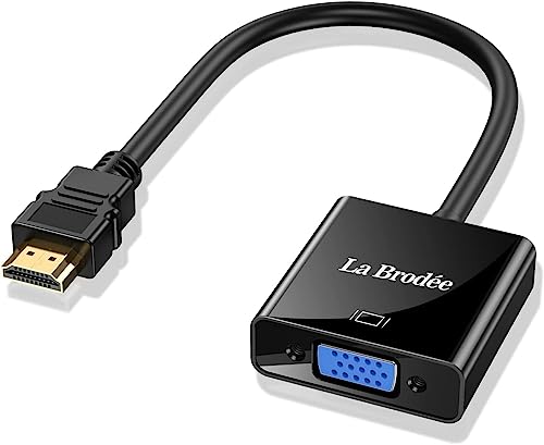 HDMI zu VGA, 1080P VGA zu HDMI Adapter HDMI zu VGA Adapter für Computer, Laptop, PC, Monitor, HDTV, Digital-zu-Analog-Konverterkabel für Xbox 360, PS3, TV-Box auf Projektor-Display (schwarz) von La Brodée