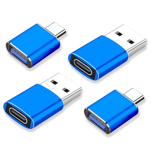 La Brodée USB C Buchse zu USB Stecker Adapter, 4 Stück USB C Adapter, USB wechseln zu USB-Adapter, USB Type C Adapter mit Galaxy Google PC MacBook Pro iPad Laptop(Blau) von La Brodée