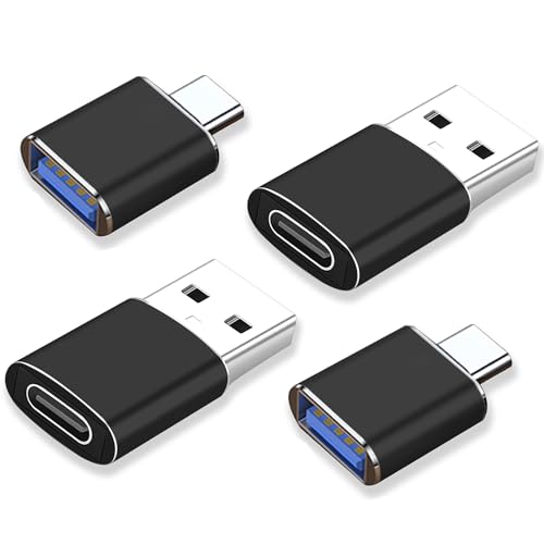 La Brodée USB C Buchse zu Stecker Adapter, 4 Stück, Type C zu USB Wechsler für Galaxy, Google, PC, MacBook Pro, iPad, Laptop (Schwarz) von La Brodée