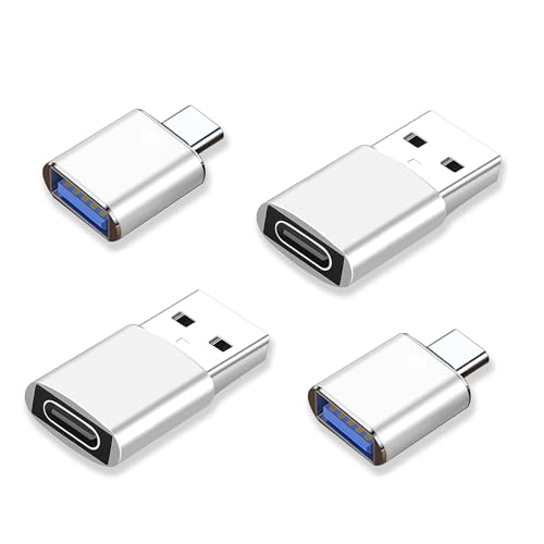 La Brodée USB C Buchse zu USB Stecker Adapter, 4 Stück USB C Adapter, USB wechseln zu USB-Adapter, USB Type C Adapter mit Galaxy Google PC MacBook Pro iPad Laptop (Silber) von La Brodée