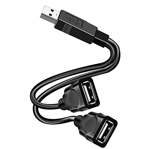 La Brodée USB-Splitter-Y-Kabel, USB 2.0 A-Stecker auf 2 Dual-Buchsen-Verlängerungskabel, 30 cm, für Auto, Handy, Laptop usw. (2 Stück) von La Brodée