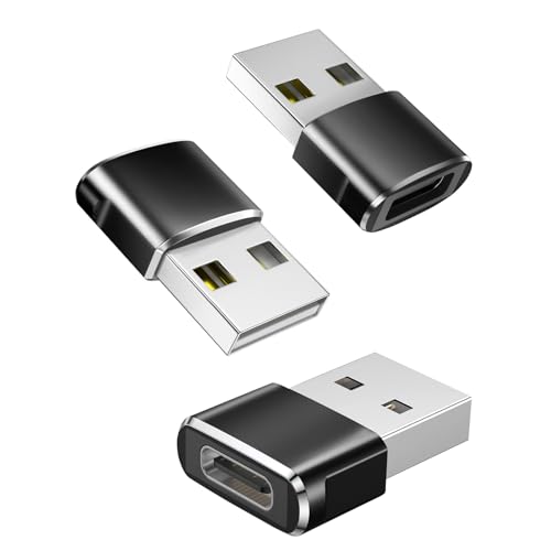 USBC Buchse zu USB Stecker Adapter, 3Stück USB auf Typ C Adapter, USB-C Buchse zu A Stecker Ladegerät Netzteil Konverter Kompatibel mit MacBook, Notebook, Tablet, Smartphone, Airpods, Galaxy (Schwarz) von La Brodée