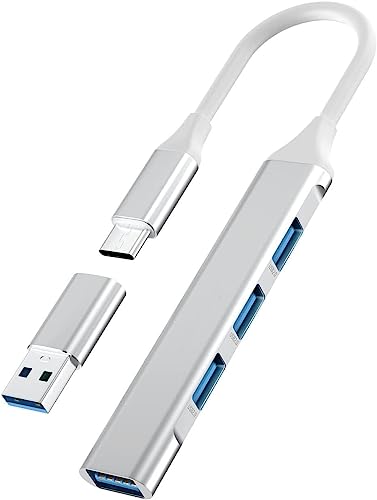 USB C Hub, 4 Ports USB 3.0 Hub Datenhub Verteiler USB C auf USB Adapter Hub Expander für Laptop Ultradünn Tragbarer Daten-Hub für MacBook Pro/Air, iMac, Surface Pro, XPS, PC (Silber) von La Brodée