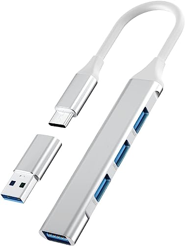USB-C-Hub, 4 Ports, USB-C-auf-USB-Adapter, USB-C-Expander-Hub für Laptop (3 USB 2.0, 1 USB 3.0), ultradünn, tragbarer Daten-Hub für MacBook Pro/Air, iMac, Surface Pro, XPS, PC (Silber) von La Brodée