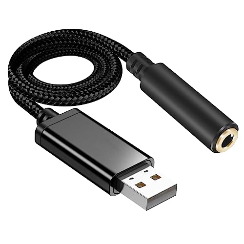 USB auf 3,5 mm Audio-Klinkenadapter, externer Soundkarten-Adapter mit 3,5 mm AUX-Stereo-Konverter, kompatibel mit Headset, PC, Laptop, Linux, Desktops, PS4 und weiteren Geräten (1 m) von La Brodée