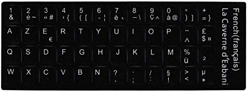 Sticker Selbstklebend AZERTY schwarz für Tasten Notebook-Tastatur für Renovierung oder Umwandlung von Tastatur QWERTY in AZERTY von La Caverne d'Eabani
