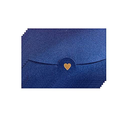 Mini Briefumschläg, 50 Stück Geschenkkarte Umschlag, Mini Umschläge Blau, mit Herz Verschluss, für Diy GeschenkKarten Weihnachten Valentinstag Geburtstagsfeier Geschenk Card(Blau) von La Llareta