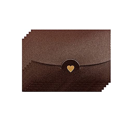 Mini Briefumschläg, 50 Stück Geschenkkarte Umschlag, Mini Umschläge Braun, mit Herz Verschluss, für Diy GeschenkKarten Weihnachten Valentinstag Geburtstagsfeier Geschenk Card(Braun) von La Llareta