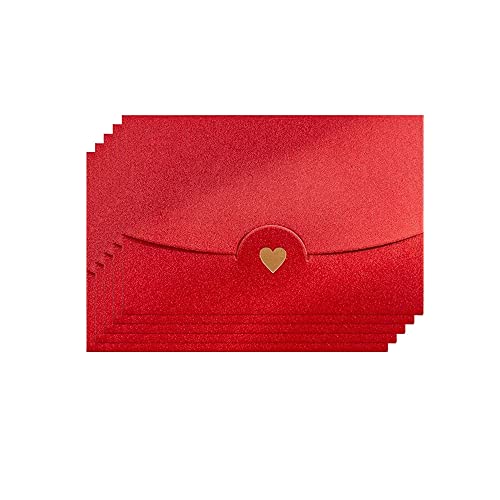 Mini Briefumschläg, 50 Stück Geschenkkarte Umschlag, Mini Umschläge Bunt, mit Herz Verschluss, für Diy GeschenkKarten Weihnachten Valentinstag Geburtstagsfeier Geschenk Card(8 Modelle) (Rot) von La Llareta