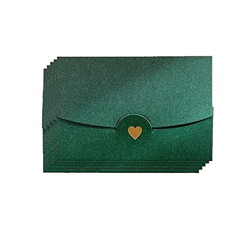 Mini Briefumschläg, 50 Stück Geschenkkarte Umschlag, Mini Umschläge Grün, mit Herz Verschluss, für Diy GeschenkKarten Weihnachten Valentinstag Geburtstagsfeier Geschenk Card(Grün) von La Llareta