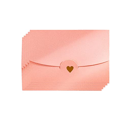 Mini Briefumschläg, 50 Stück Geschenkkarte Umschlag, Mini Umschläge Rosa, mit Herz Verschluss, für Diy GeschenkKarten Weihnachten Valentinstag Geburtstagsfeier Geschenk Card(Rosa) von La Llareta