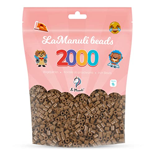 La Manuli Bügelperlen ca. 2000 Stück Midi Perlen Im wiederverschließbaren Beutel | Nachfüllset Bastelperlen Mit jeder Marke Beads kompatibel | 5 mm Steckperlen (Braun) von La Manuli