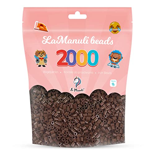 La Manuli Bügelperlen ca. 2000 Stück Midi Perlen Im wiederverschließbaren Beutel | Nachfüllset Bastelperlen Mit jeder Marke Beads kompatibel | 5 mm Steckperlen (Dunkelbraun) von La Manuli