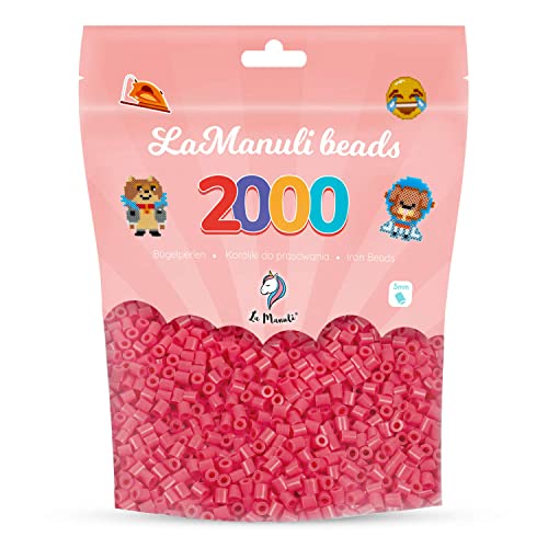 La Manuli Bügelperlen ca. 2000 Stück Midi Perlen Im wiederverschließbaren Beutel | Nachfüllset Bastelperlen Mit jeder Marke Beads kompatibel | 5 mm Steckperlen (Leuchtendes Rot) von La Manuli