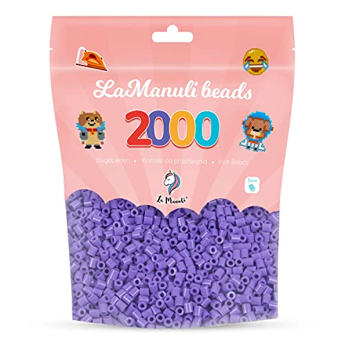 La Manuli Bügelperlen ca. 2000 Stück Midi Perlen Im wiederverschließbaren Beutel | Nachfüllset Bastelperlen Mit jeder Marke Beads kompatibel | 5 mm Steckperlen (Lila) von La Manuli