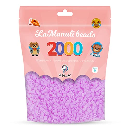 La Manuli Bügelperlen ca. 2000 Stück Midi Perlen Im wiederverschließbaren Beutel | Nachfüllset Bastelperlen Mit jeder Marke Beads kompatibel | 5 mm Steckperlen (Rosa) von La Manuli