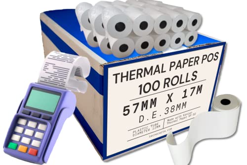 POS-Rollen 50 mm x 17 m für Kassenregistrierer - Thermopapier - Durchmesser 38 mm - Made in Italy (100 Rollen) von La Tecnocarta Srl