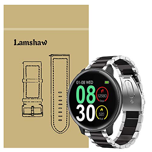 LvBu Armband Kompatibel mit UMIDIGI Uwatch 2, Classic Edelstahl Uhrenarmband für UMIDIGI Uwatch2 Smartwatch (Silber-Schwarz) von La-achu