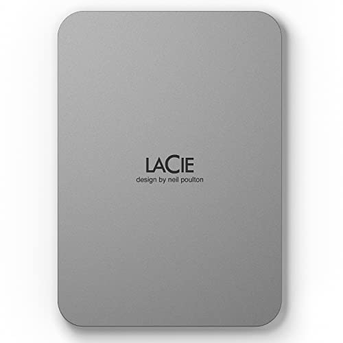 LaCie Mobile Drive Moon 4TB, Tragbare Externe Festplatte, 2.5 Zoll, Mac & PC, silber, inkl. Data Rescue Service (STLP4000400) von LaCie