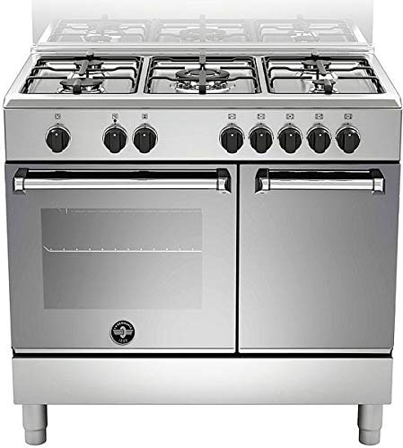 Bertazzoni La Germania Americana AMN9P5EXV Backofen und Herd aus Edelstahl, Gas, A – Ofen und Herd (Herd, Edelstahl, drehbar, schwarz, vorne, unten rechts) von LaGermania