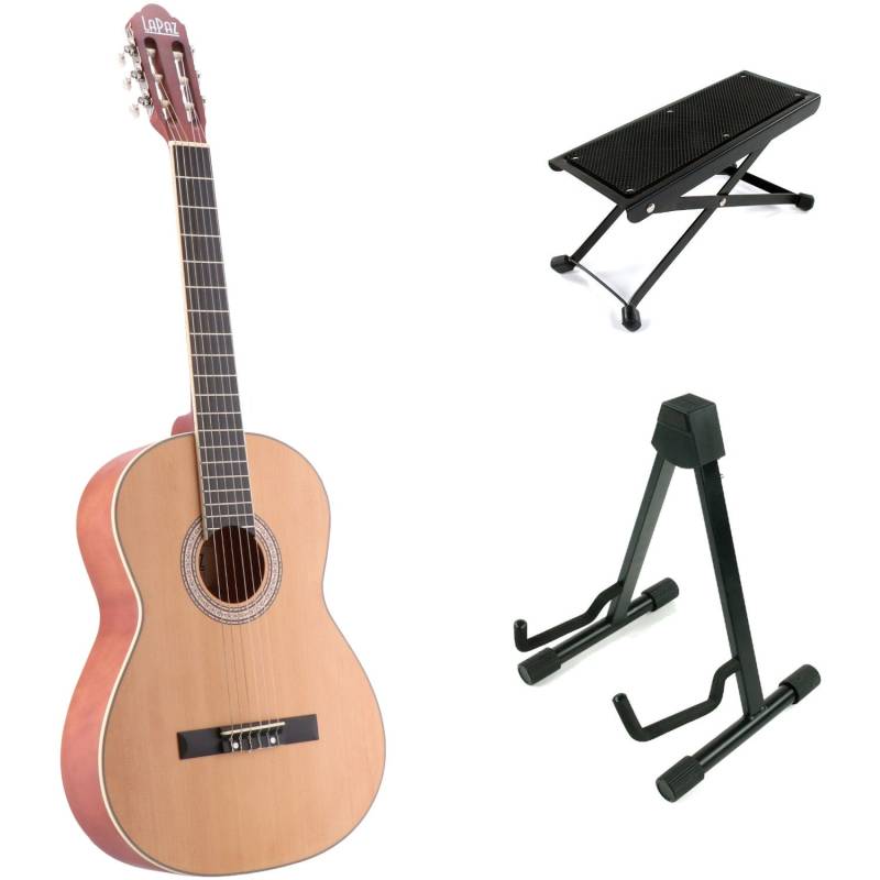 LaPaz C30N 4/4-Size Classical guitar (Natural) + Stand and Foot Rest von LaPaz