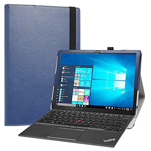 Labanem Folio PU Leder dünne Kunstleder Schutzhülle Cover Schale Etui Tasche für Lenovo ThinkPad X12 Detachable Gen 2 12.3" Tablet, Blau von Labanem