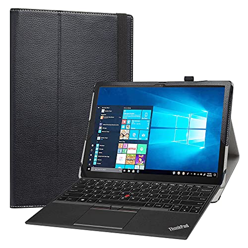 Labanem Folio PU Leder dünne Kunstleder Schutzhülle Cover Schale Etui Tasche für Lenovo ThinkPad X12 Detachable Gen 2 12.3" Tablet,Schwarz von Labanem