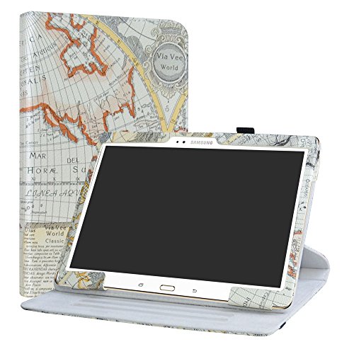 Labanema Galaxy Tab S 10.5 Hülle, 360° Drehbarer Cover Kunstleder Schutzhülle Tasche Etui mit Ständerfunktion für Samsung Galaxy Tab S 10.5 T800 T805 (10,5 Zoll) Tablet - Map White von Labanema