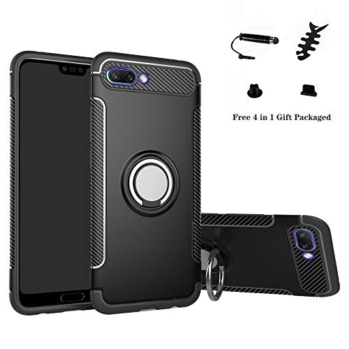Labanema Hülle für Honor 10, Ring Kickstand 360 Grad rotierenden Fingerring Grip Drop Schutz Stoßdämpfung Weichen TPU Cover für Huawei Honor 10 - Schwarz von Labanema