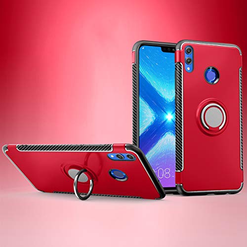 Labanema Hülle für Honor 8X, Ring Kickstand 360 Grad rotierenden Fingerring Grip Drop Schutz Stoßdämpfung Weichen TPU Cover für Huawei Honor 8X /Honor View 10 Lite - Rot von Labanema