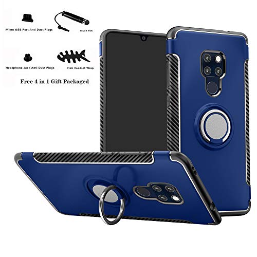 Labanema Hülle für Mate 20, Ring Kickstand 360 Grad rotierenden Fingerring Grip Drop Schutz Stoßdämpfung Weichen TPU Cover für Huawei Mate 20 (mit 4in1 Geschenk verpackt) - Blau von Labanema