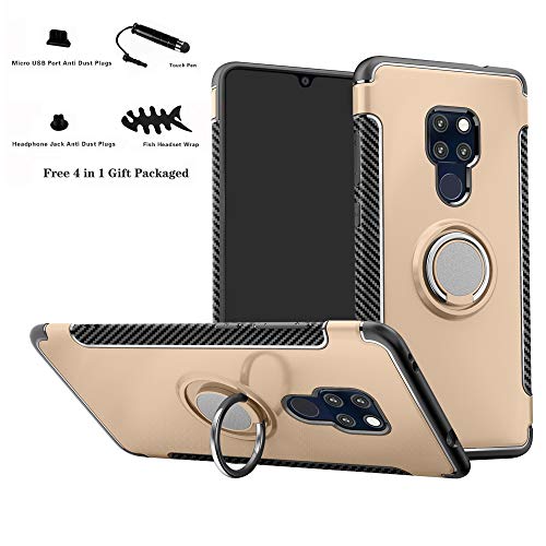 Labanema Hülle für Mate 20, Ring Kickstand 360 Grad rotierenden Fingerring Grip Drop Schutz Stoßdämpfung Weichen TPU Cover für Huawei Mate 20 (mit 4in1 Geschenk verpackt) - Gold von Labanema