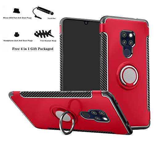 Labanema Hülle für Mate 20, Ring Kickstand 360 Grad rotierenden Fingerring Grip Drop Schutz Stoßdämpfung Weichen TPU Cover für Huawei Mate 20 (mit 4in1 Geschenk verpackt) - Rot von Labanema