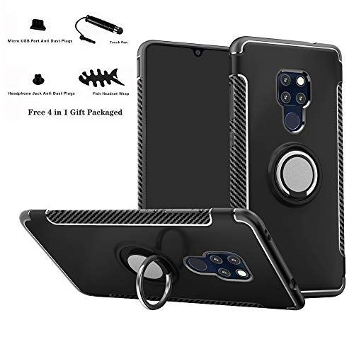 Labanema Hülle für Mate 20, Ring Kickstand 360 Grad rotierenden Fingerring Grip Drop Schutz Stoßdämpfung Weichen TPU Cover für Huawei Mate 20 (mit 4in1 Geschenk verpackt) - Schwarz von Labanema