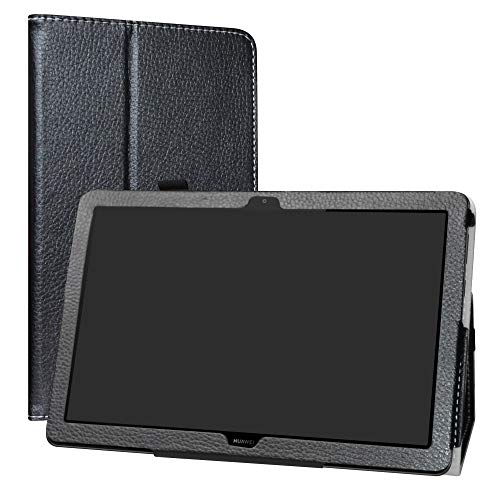 Labanema Hülle für MediaPad T5 10, Slim Fit Folio PU Leder dünne Kunstleder Schutzhülle Cover Schale Etui Tasche für Huawei MediaPad T5 10 10,1 Zoll 2018 Tablet - Schwarz von Labanema