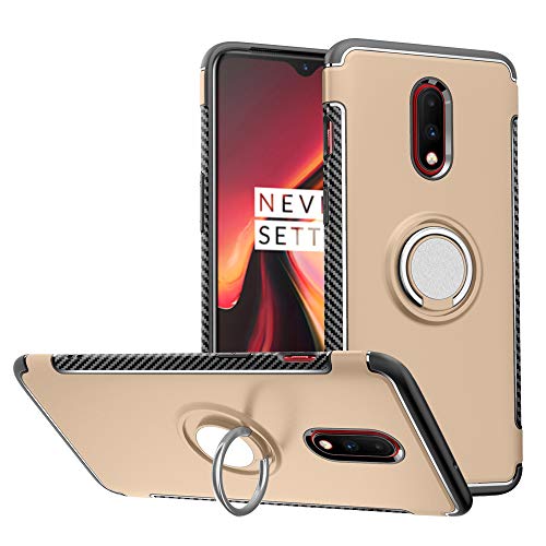 Labanema Hülle für OnePlus 7, Ring Kickstand 360 Grad rotierenden Fingerring Grip Drop Schutz Stoßdämpfung Weichen TPU Cover für OnePlus 7 /OnePlus 6T - Gold von Labanema