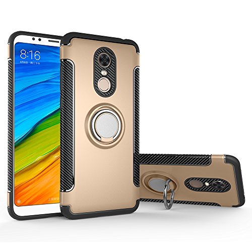 Labanema Hülle für Redmi 5 Plus, Ring Kickstand 360 Grad rotierenden Fingerring Grip Drop Schutz Stoßdämpfung Weichen TPU Cover für Xiaomi Redmi 5 Plus - Gold von Labanema