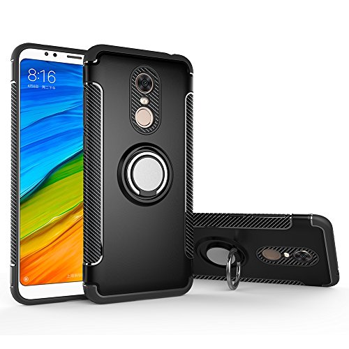 Labanema Hülle für Redmi 5 Plus, Ring Kickstand 360 Grad rotierenden Fingerring Grip Drop Schutz Stoßdämpfung Weichen TPU Cover für Xiaomi Redmi 5 Plus - Schwarz von Labanema