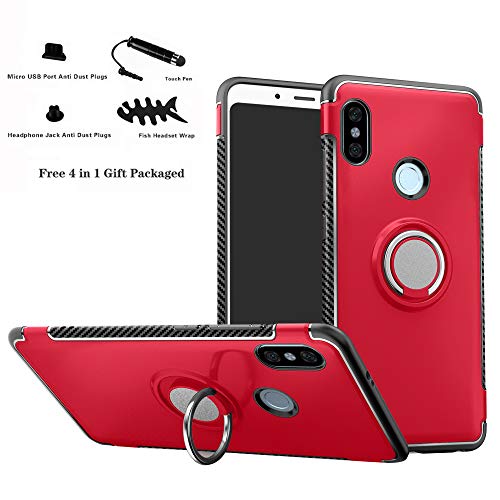 Labanema Hülle für Redmi Note 5, Ring Kickstand 360 Grad rotierenden Fingerring Grip Drop Schutz Stoßdämpfung Weichen TPU Cover für Xiaomi Redmi Note 5 / Redmi Note 5 Pro - Rot von Labanema