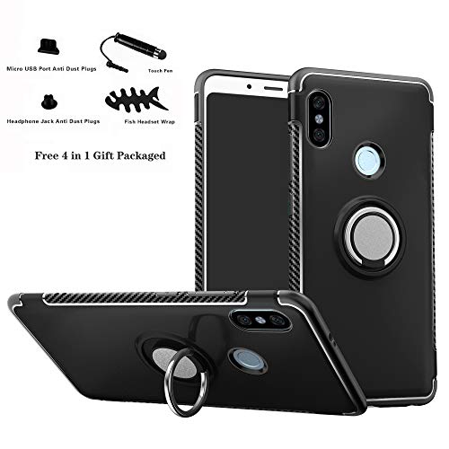 Labanema Hülle für Redmi Note 5, Ring Kickstand 360 Grad rotierenden Fingerring Grip Drop Schutz Stoßdämpfung Weichen TPU Cover für Xiaomi Redmi Note 5 / Redmi Note 5 Pro - Schwarz von Labanema