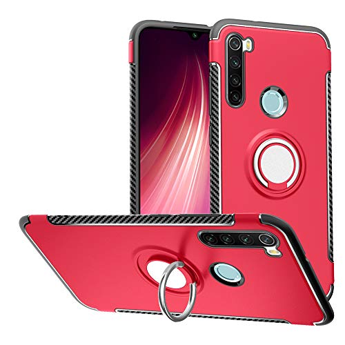 Labanema Hülle für Redmi Note 8, Ring Kickstand 360 Grad rotierenden Fingerring Grip Drop Schutz Stoßdämpfung Weichen TPU Cover für Xiaomi Redmi Note 8 - Rot von Labanema