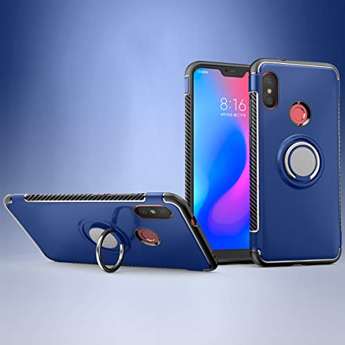 Labanema Hülle für Xiaomi Mi A2 Lite, Ring Kickstand 360 Grad rotierenden Fingerring Grip Drop Schutz Stoßdämpfung Weichen TPU Cover für Xiaomi Mi A2 Lite/Redmi 6 Pro - Blau von Labanema