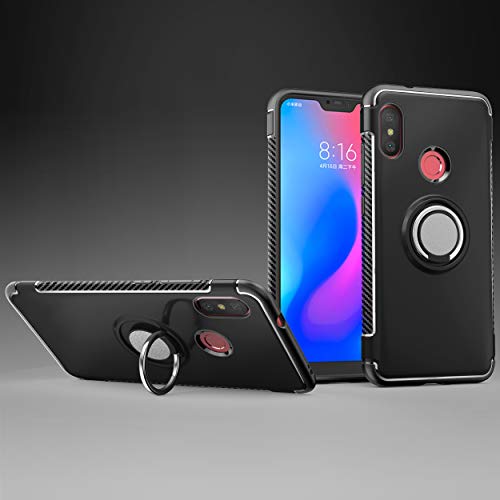 Labanema Hülle für Xiaomi Mi A2 Lite, Ring Kickstand 360 Grad rotierenden Fingerring Grip Drop Schutz Stoßdämpfung Weichen TPU Cover für Xiaomi Mi A2 Lite/Redmi 6 Pro - Schwarz von Labanema