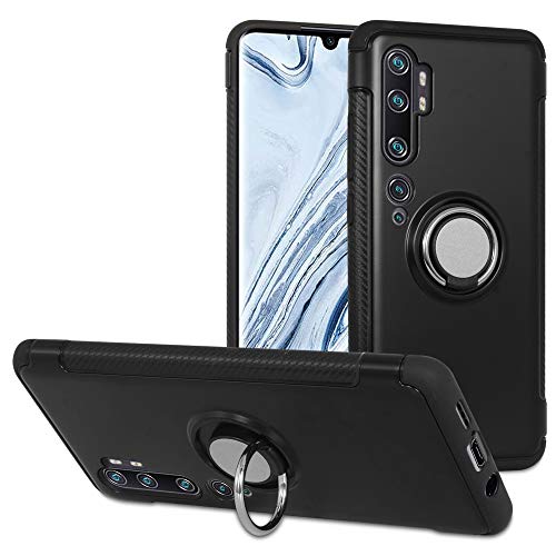 Labanema Hülle für Xiaomi Mi Note 10 Pro, Ring Kickstand 360 Grad rotierenden Fingerring Grip Drop Schutz Stoßdämpfung Weichen TPU Cover für Xiaomi Mi CC9 Pro/Mi Note 10 /Mi Note 10 Pro - Schwarz von Labanema