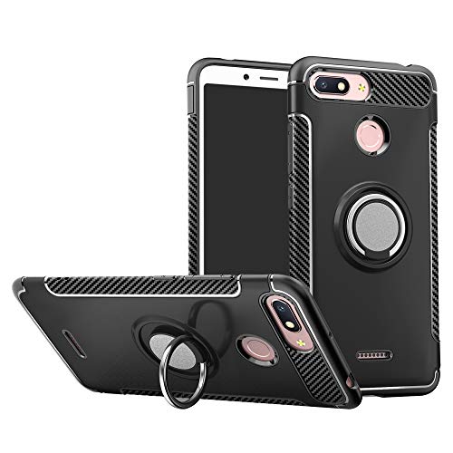 Labanema Hülle für Xiaomi Redmi 6, Ring Kickstand 360 Grad rotierenden Fingerring Grip Drop Schutz Stoßdämpfung Weichen TPU Cover für Xiaomi Redmi 6 / Redmi 6A - Schwarz von Labanema