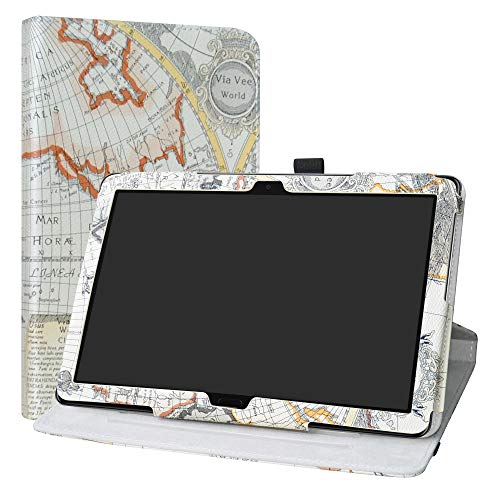 Labanema MediaPad M5 Lite 10 Hülle, 360° Drehbarer Cover Kunstleder Schutzhülle Tasche Etui mit Ständerfunktion für Huawei MediaPad M5 Lite 10,1 Zoll 2018 Tablet - Map White von Labanema