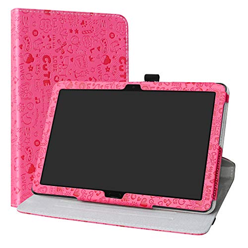 MediaPad M5 Lite 10 Hülle,Labanema 360° Drehbarer Cover Kunstleder Schutzhülle Tasche Etui mit Ständerfunktion für Huawei MediaPad M5 Lite 10,1 Zoll 2018 Tablet - Pink von Labanema