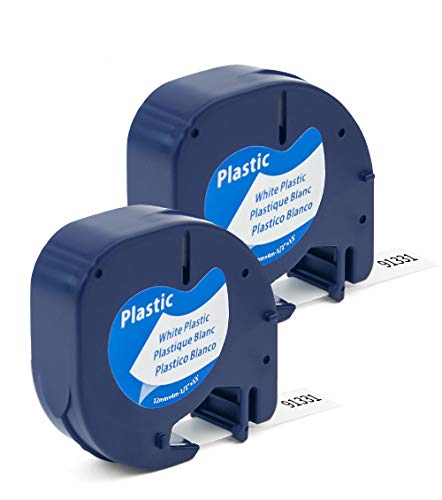 Label Orison Kompatibel Schriftband Ersatz für Dymo Plastic S0721660 91201 91221 Schwarz auf Weiß Etikettenband für Dymo LetraTag QX 50 XR XM 2000 LT-100H LT-100T Plus LT-110T Label Maker von Label Orison