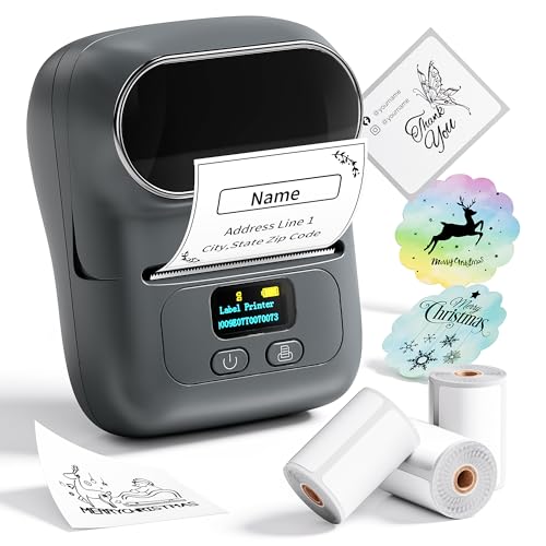 Etikettendrucker M110, Mini Bluetooth Selbstklebendes Etikettiergerät, Tragbarer Labeldrucker Mini Label Printer für IOS& Android, Für Zuhause, Büro-Geschenkverpackung (mit 3 Etiketten) von LabelCenter